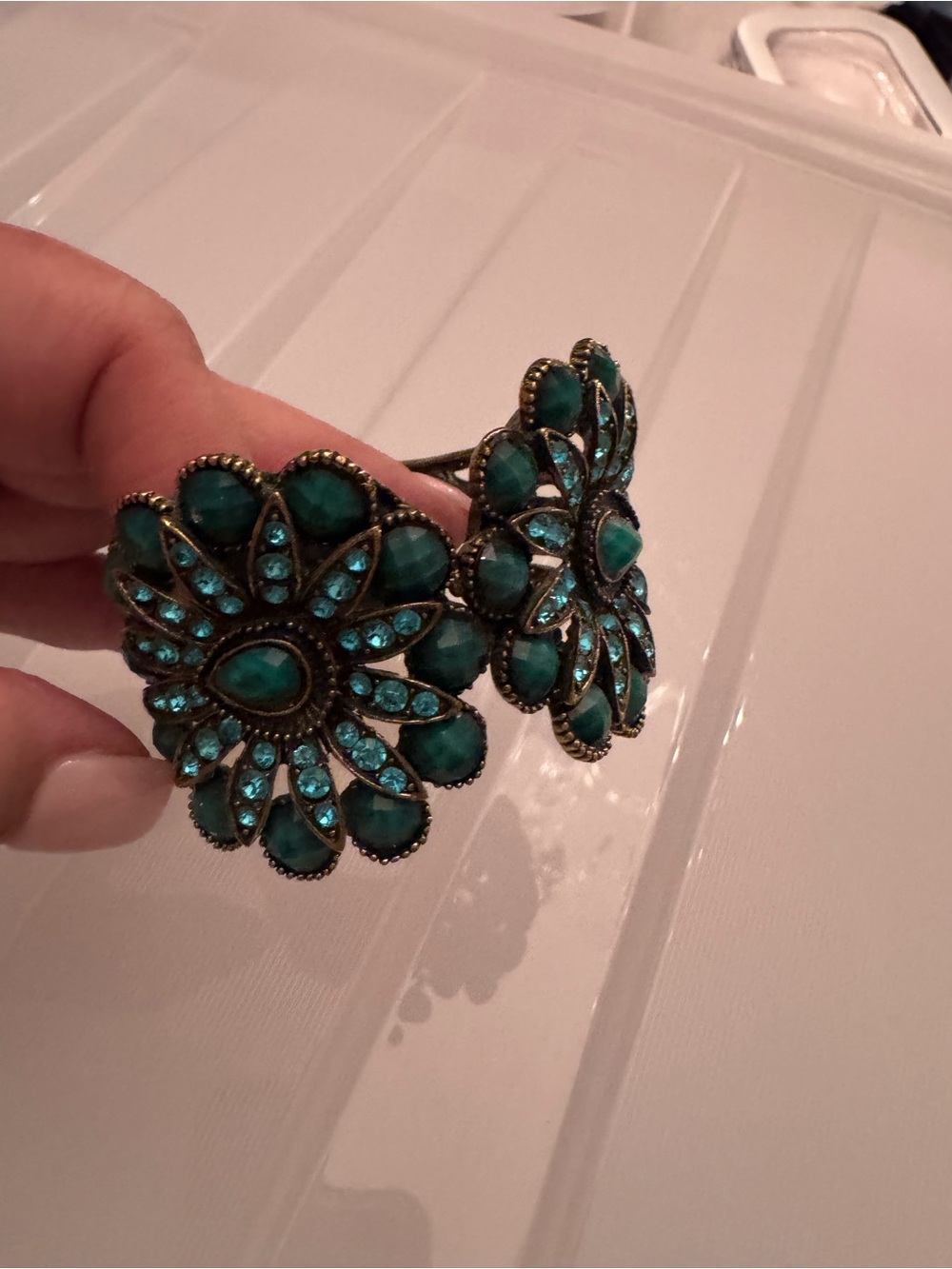 Turquoise Floral Statement Cuff Bracelet - Women Jewelry
